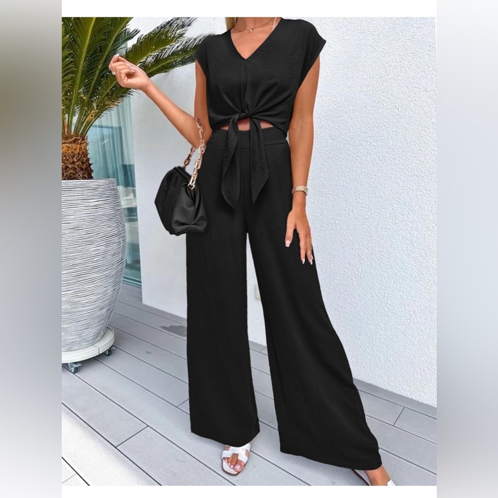 Two Piece Crop Top and Pants Set